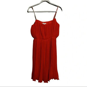 Boston Proper Red Pleated Gold detail Shoulder Strap Dress Size 6